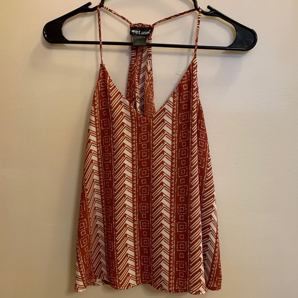 Wet Seal cami top pattern flowy racerback vneck - Picture 2 of 8